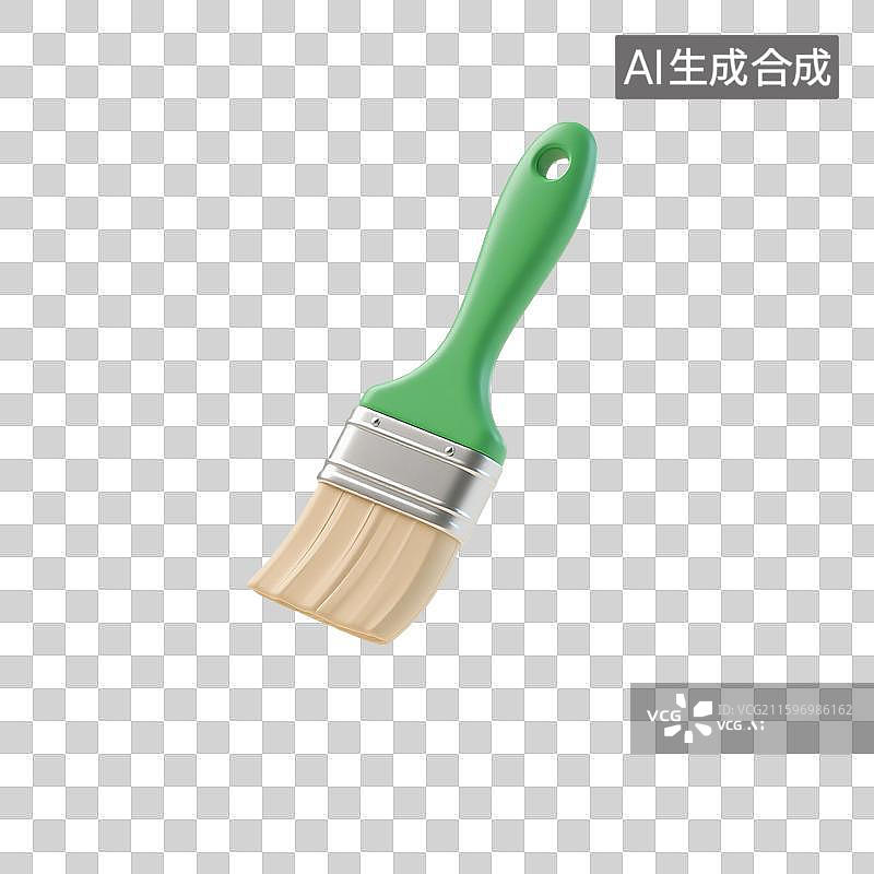【AI数字艺术】3D渲染，绿色刷子，油漆刷，涂料刷，颜料刷，免抠元素图片素材