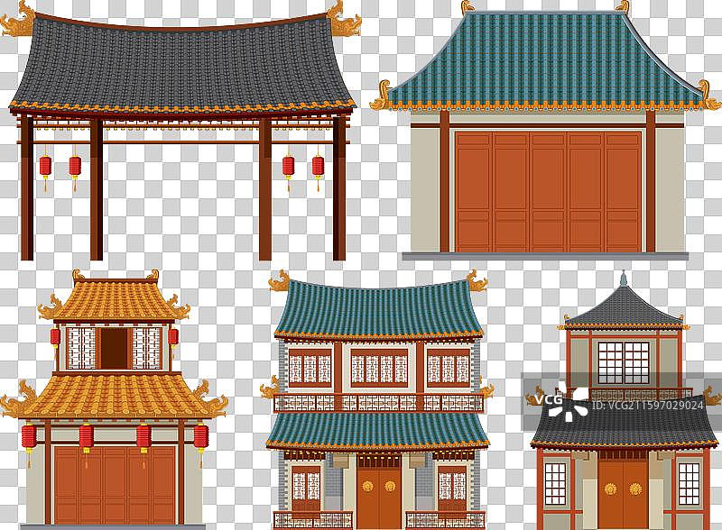 传统亚洲建筑结构的艺术图片素材