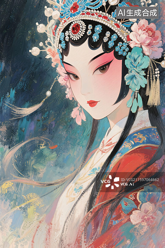 【AI数字艺术】国风京剧青衣花旦人像图片素材