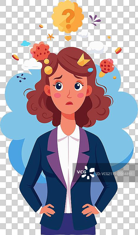 感到困惑的商界女性，大脑迷雾图片素材