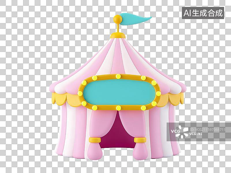 【AI数字艺术】3D卡通粉色马戏团帐篷图片素材