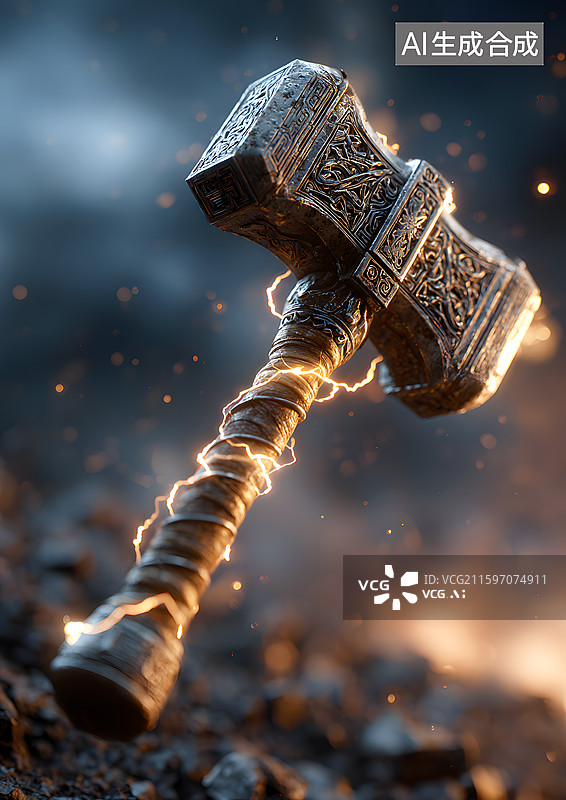 【AI数字艺术】一把携带闪电的战斧图片素材