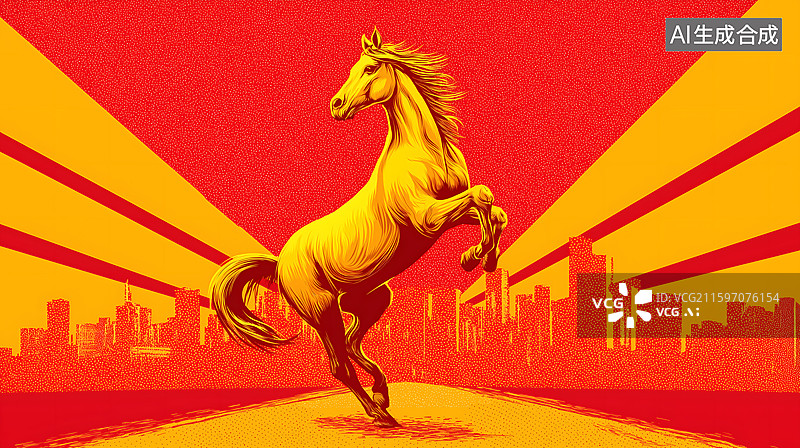 【AI数字艺术】一匹昂首跃起的马图片素材