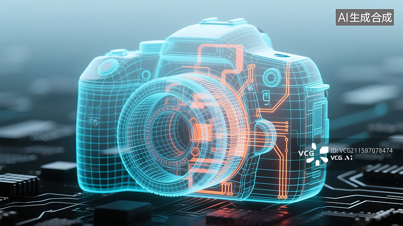 【AI数字艺术】相机设备科技概念插画图片素材