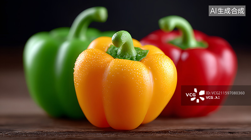 【AI数字艺术】自然光下三色甜椒特写图图片素材