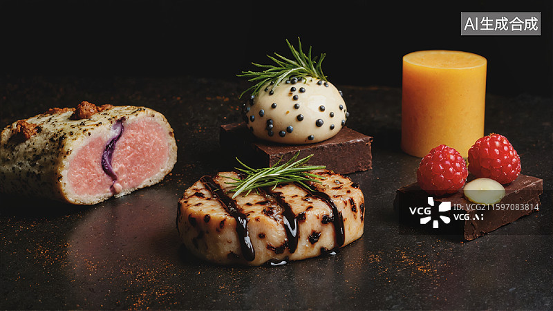 【AI数字艺术】精致西式甜点摆盘图片素材