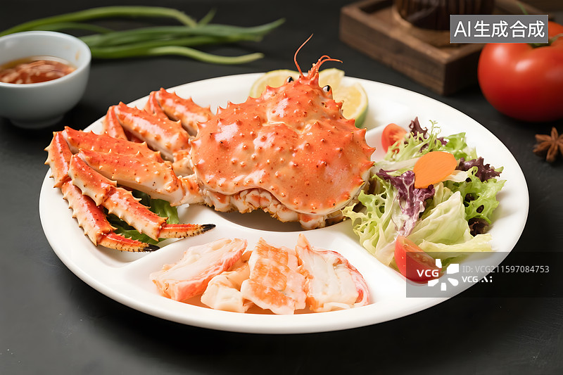 【AI数字艺术】美味帝王蟹拼盘图片素材