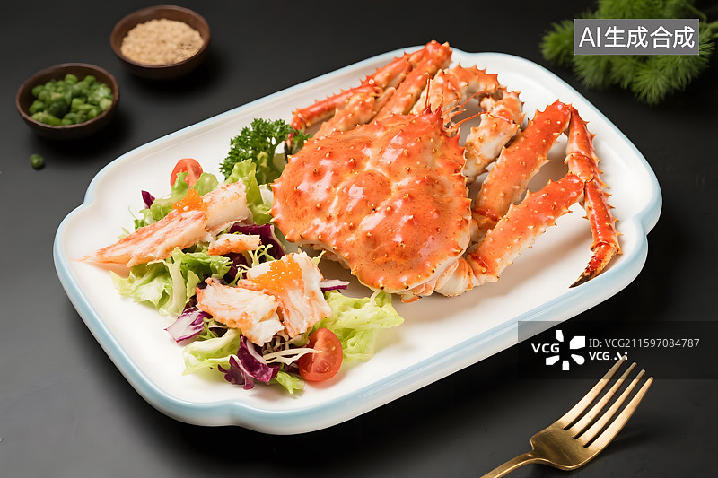 【AI数字艺术】美味帝王蟹拼盘图片素材