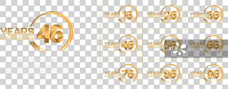周年纪念金色圆形套装图片素材