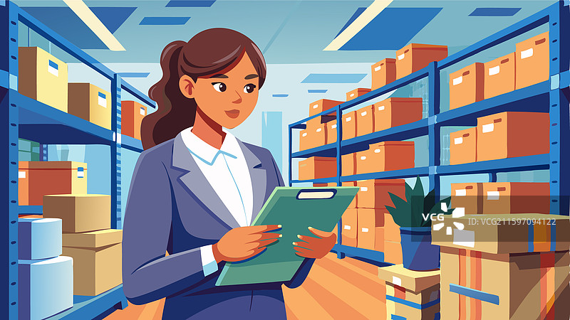 女商人检查仓库库存图片素材