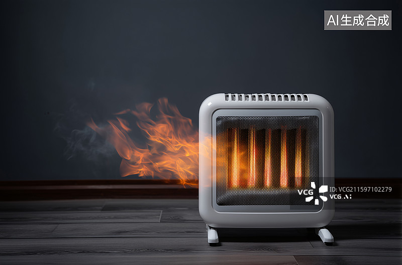 【AI数字艺术】小太阳取暖器自燃起火图片素材