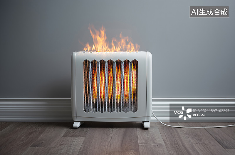 【AI数字艺术】小太阳取暖器自燃起火图片素材