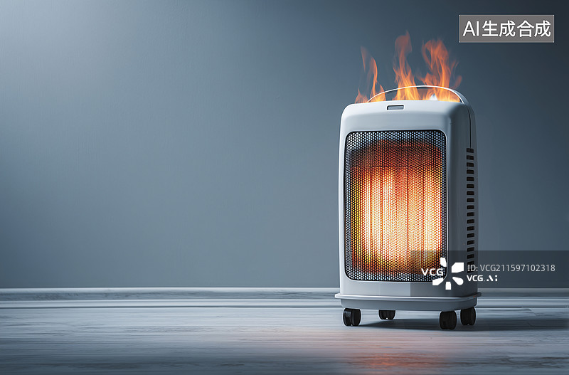【AI数字艺术】小太阳取暖器自燃起火图片素材