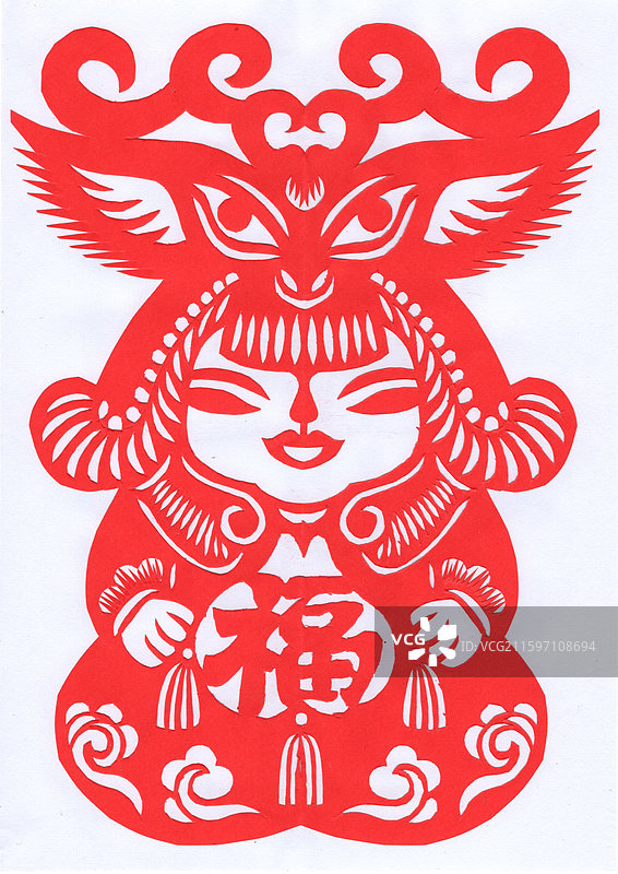 剪纸福娃图片素材