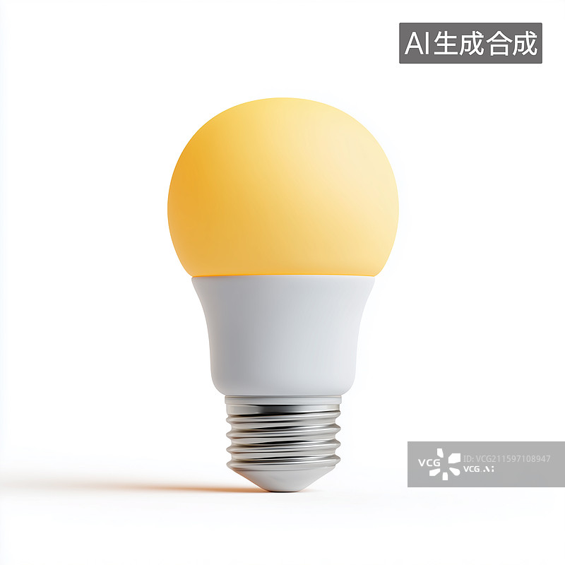 【AI数字艺术】暖光灯泡白底座图标图片素材