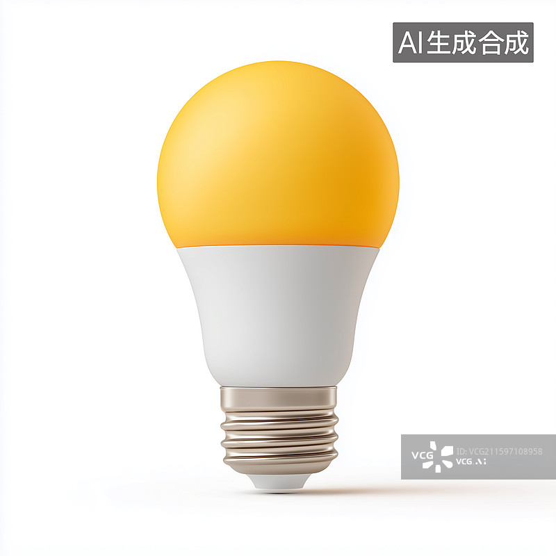 【AI数字艺术】暖光灯泡白底座图标图片素材