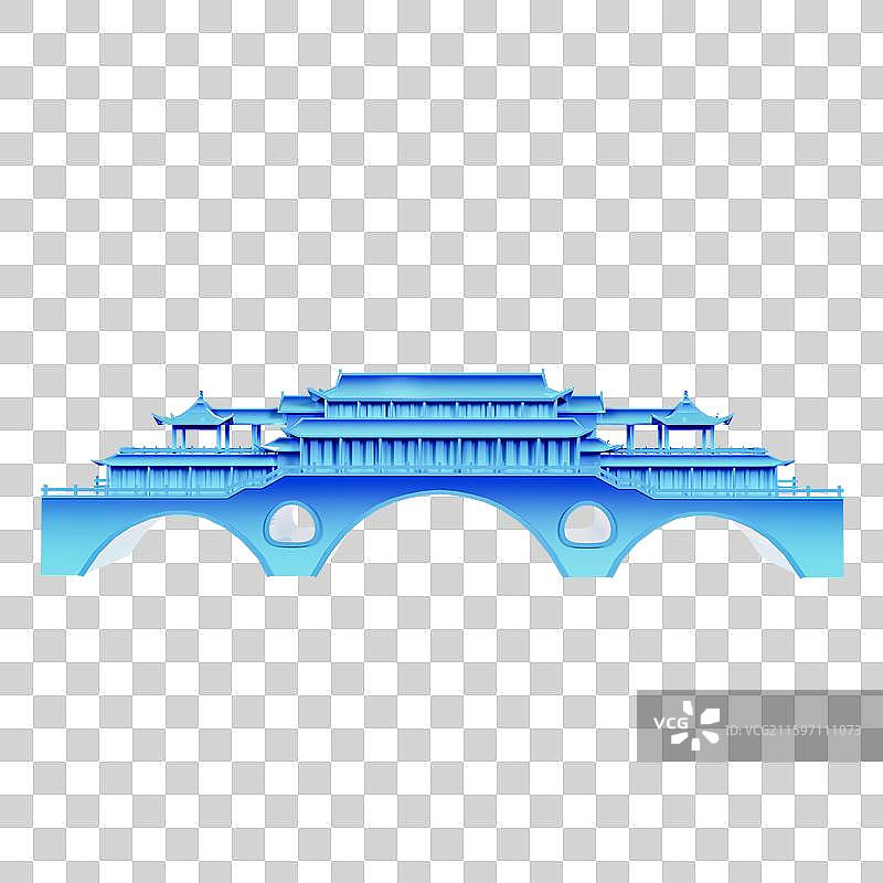 3D立体成都地标建筑成都安顺廊桥图片素材