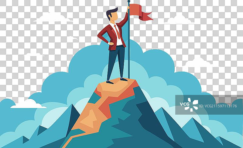 商人征服山峰图片素材