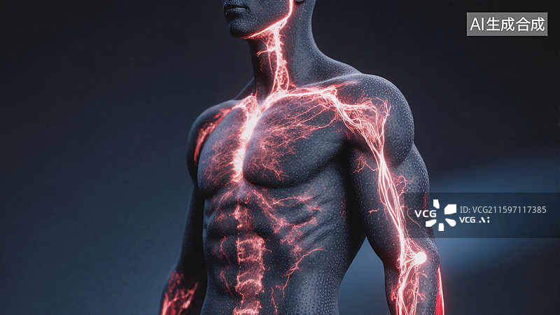 【AI数字艺术】人体能量脉络图片素材