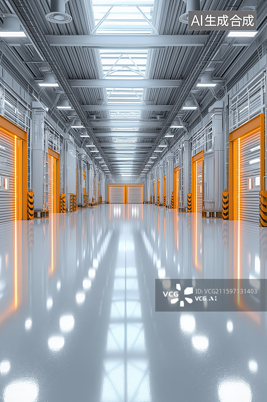 【AI数字艺术】现代化工业厂房内部图片素材