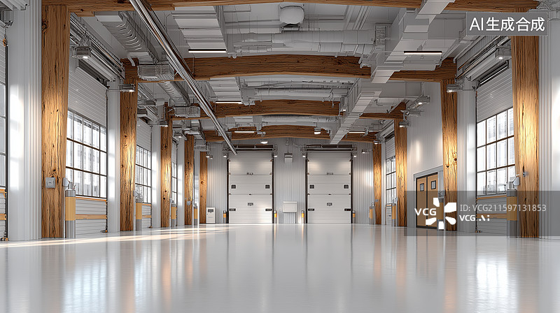 【AI数字艺术】现代仓库内部空间图片素材