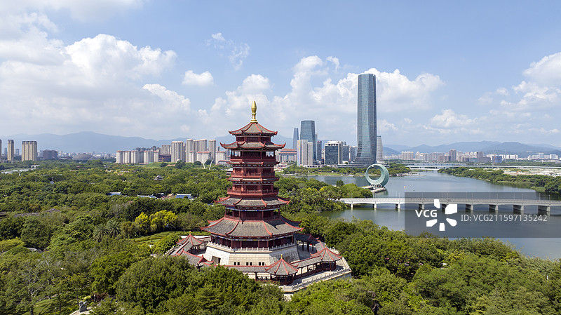 福建厦门集美区城市风光航拍图片素材