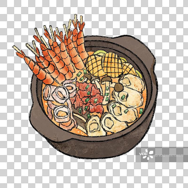 海南美食插画-糟粕醋火锅图片素材