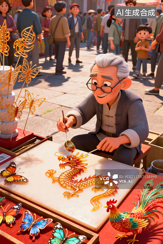 【AI数字艺术】3D非遗糖画图片素材