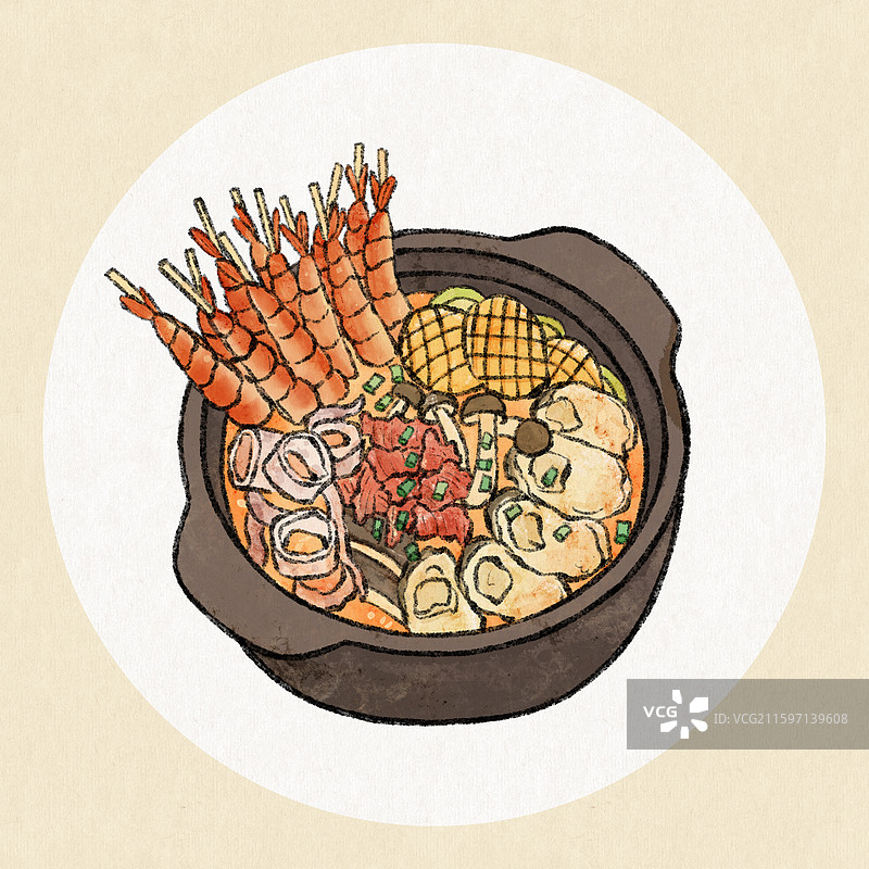 海南美食插画-糟粕醋火锅图片素材