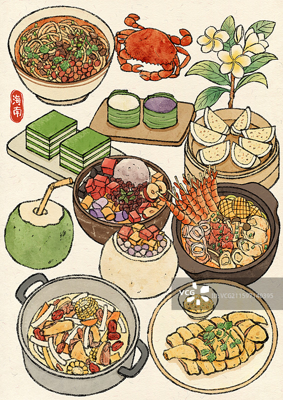 海南美食插画图片素材