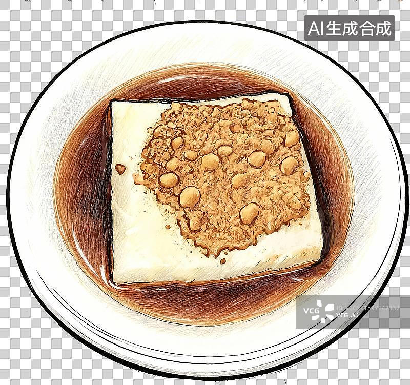 【AI数字艺术】彩铅水彩漫画线条速写美食凉糕图片素材