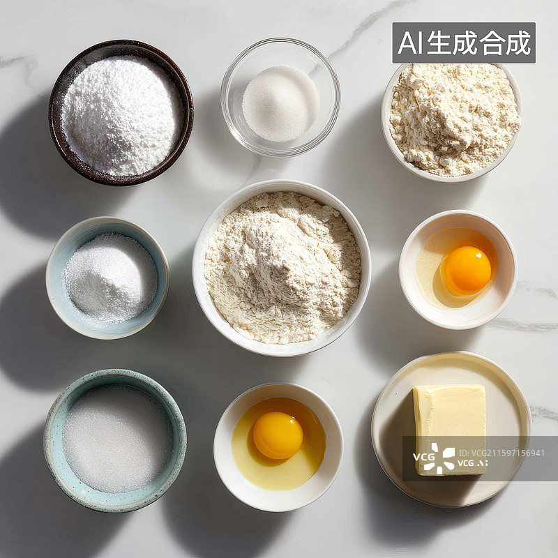 【AI数字艺术】烘焙所需的各种食材图片素材