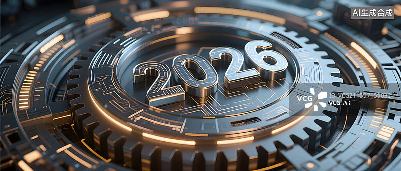 【AI数字艺术】2026数字科技机械装置特写图片素材