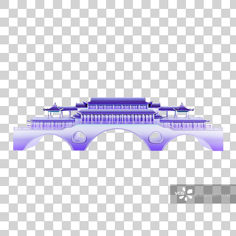 3D立体成都地标建筑成都安顺廊桥图片素材