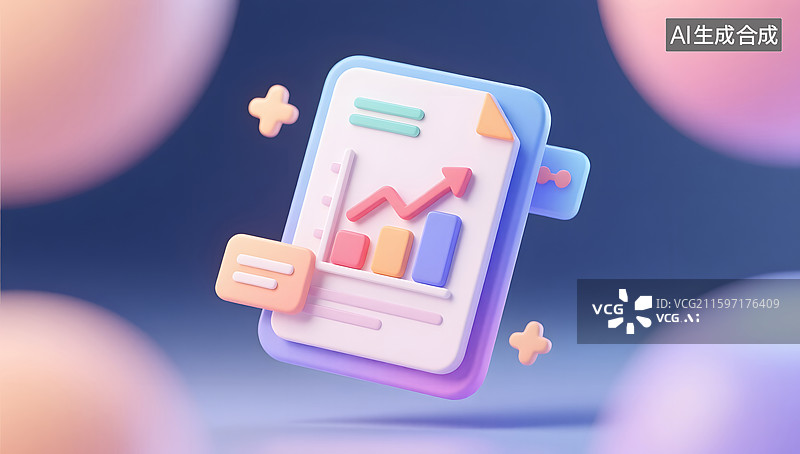 【AI数字艺术】3D卡通文档的办公图标图片素材