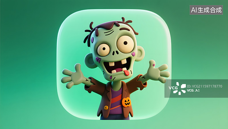 【AI数字艺术】万圣节的可爱怪物3D插画图片素材
