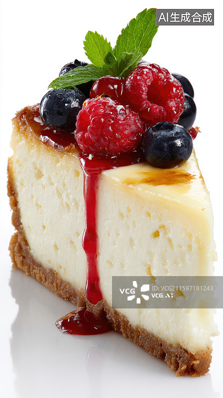 【AI数字艺术】奶油芝士蛋糕配浆果图片素材