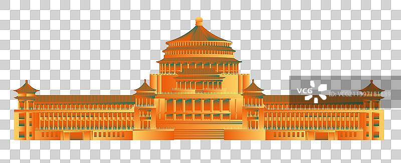 国风重庆印象城市地标建筑重庆人民大会堂矢量插画图片素材