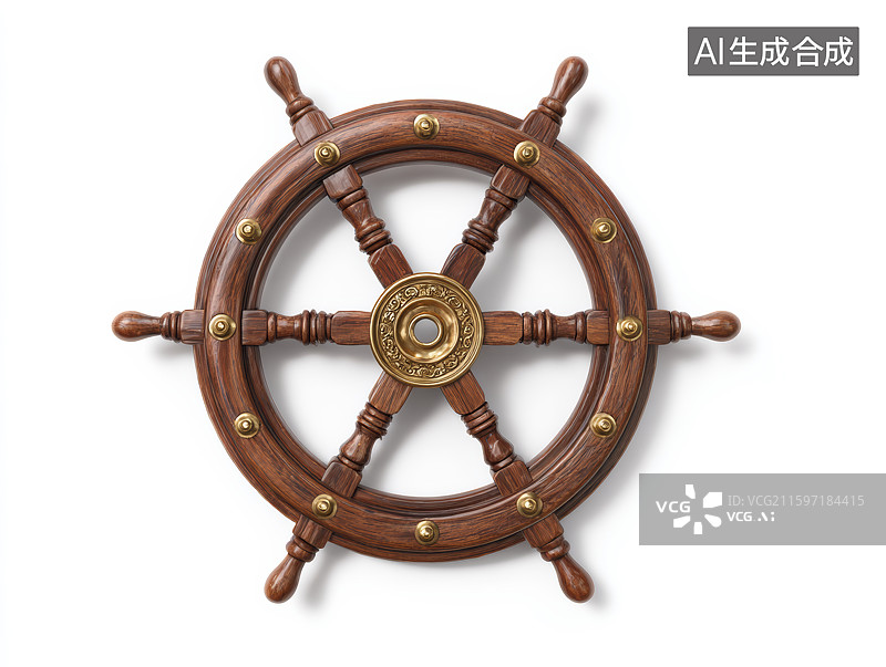【AI数字艺术】木质船舵轮图片素材