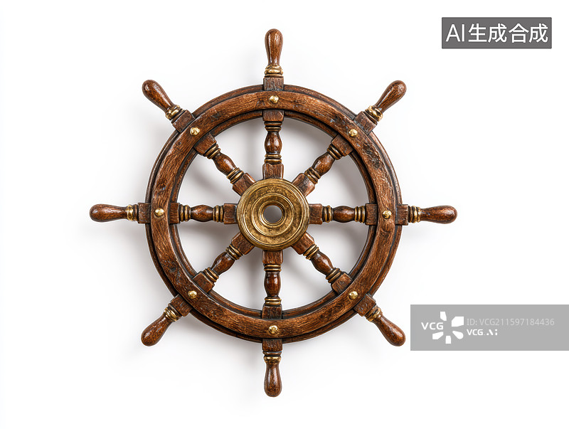 【AI数字艺术】木质船舵轮图片素材
