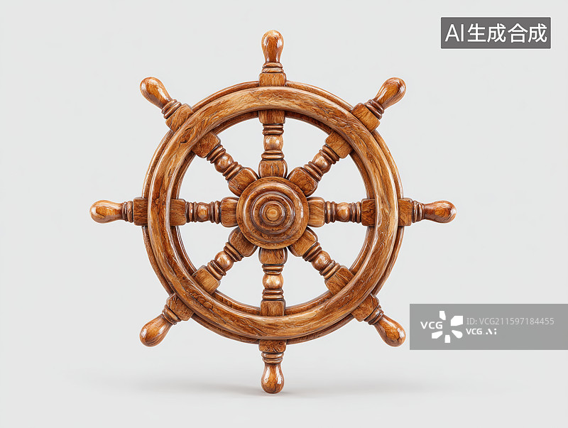 【AI数字艺术】木质船舵轮图片素材