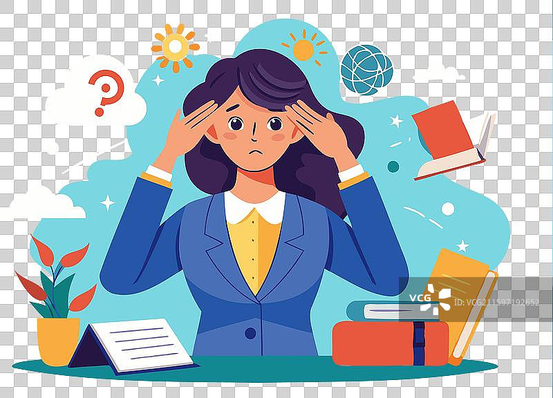 受大脑雾困扰的压力大女商图片素材