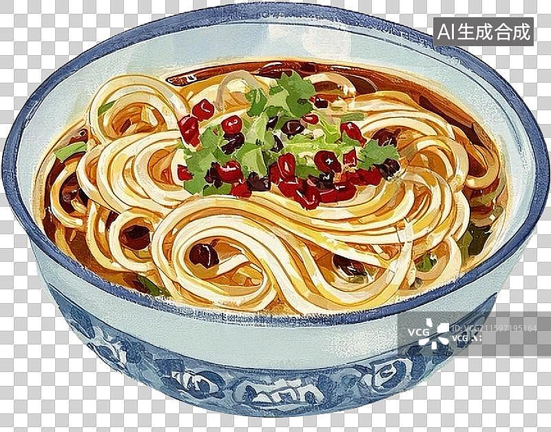 【AI数字艺术】手绘风格成都重庆美食小吃插画元素图片素材