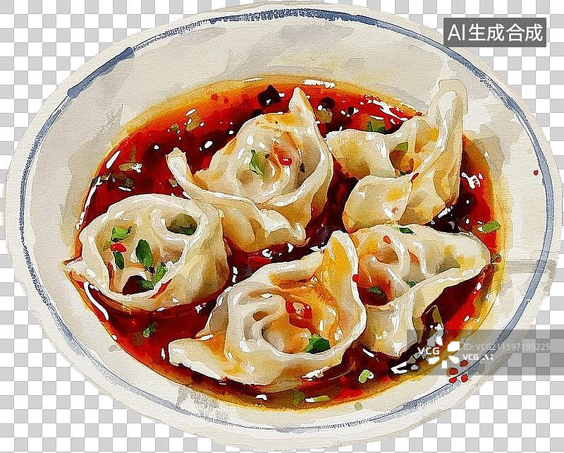【AI数字艺术】手绘风格成都重庆美食小吃插画元素图片素材