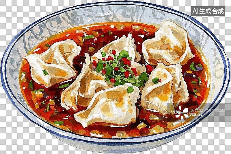 【AI数字艺术】手绘风格成都重庆美食小吃插画元素图片素材