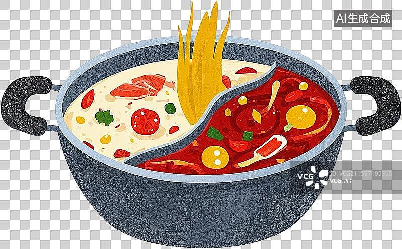 【AI数字艺术】手绘风格成都重庆美食小吃插画元素图片素材