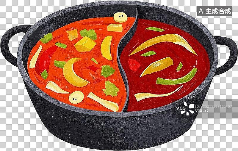 【AI数字艺术】手绘风格成都重庆美食小吃插画元素图片素材