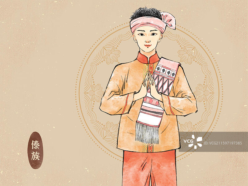 56民族男人版，哈萨克族云南少数民族傣族哈尼族海南黎族福建浙江畲族图片素材