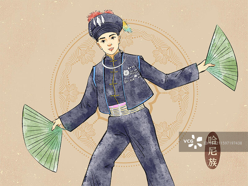 56民族男人版，哈萨克族云南少数民族傣族哈尼族海南黎族福建浙江畲族图片素材