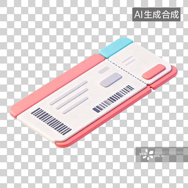 【AI数字艺术】3D卡通机票门票图片素材